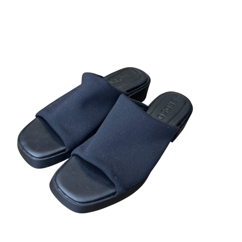 👡‎ Aerosoles Denise Black Dress Slide Sandals Open Toe Comfort Sz 9 👡